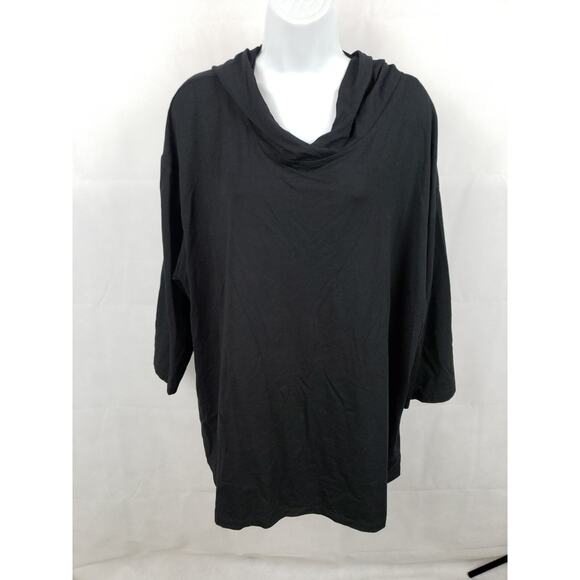 Transparente Hooded Black Sweatshirt Shirt Long Sleeves One Size O/S Viscose - Picture 1 of 8